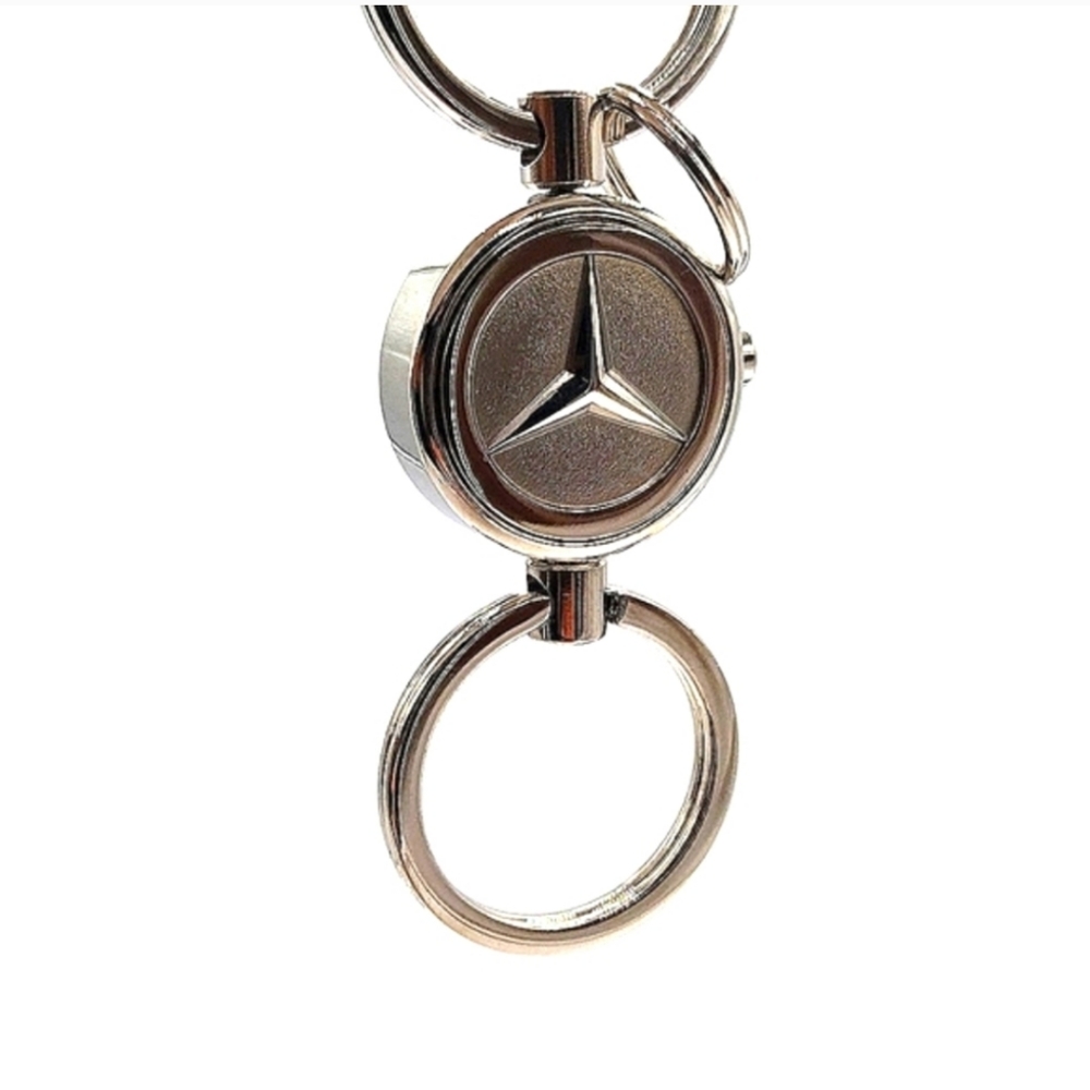 Genuine Silver Mercedes Benz Dual Fob Keychain Detachable for Valet OEM-Boxed - Picture 3 of 7